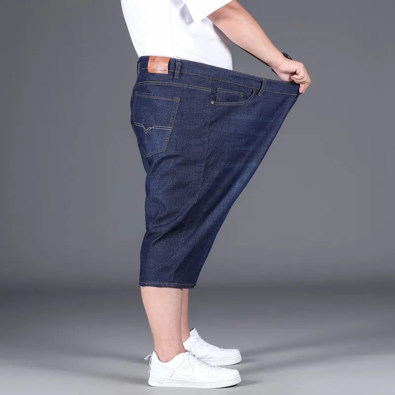 2021 Summer Business Casual Knee Length Men‘s Short Jeans Large Size Loose Plus Size Fashion Five-point Men Jeans