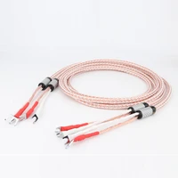 pair hifi 8tc occ copperspeaker cable hifi audio audiophile loudspeaker cable with rhodium plated y spade connectors