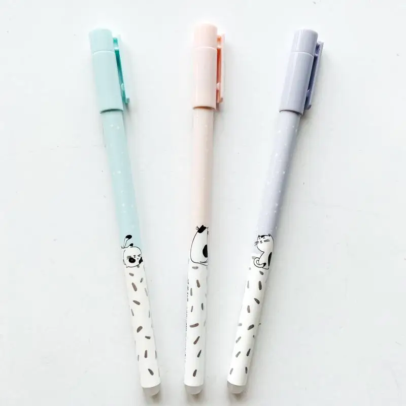 3 шт./лот ручка милый кот счастья жизни со стирающимися чернилами гелевая