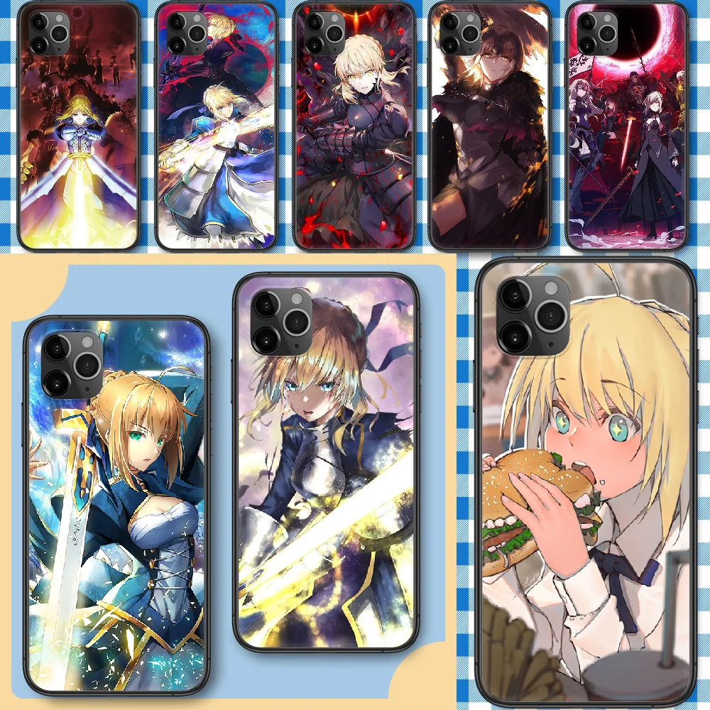 Чехол для телефона с аниме Fate Zero Stay Night Saber iphone SE 2020 6 6S 7 8 11 12 13 Mini Plus X XS XR Pro Max черный