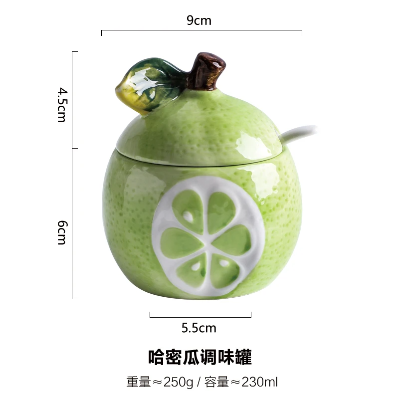 

Креативная Бытовая Керамическая банка для приправ с тиснением фруктов в форме арбуза соляная банка для приправ с крышкой