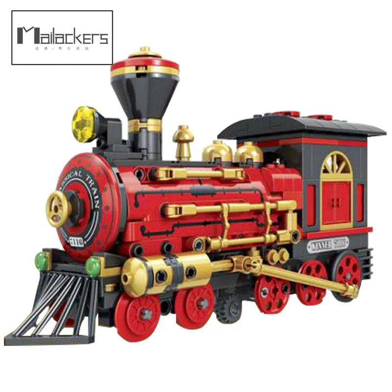 

Mailackers Classic Railway Steam Train Model Building Blocks Gifts Kids Toys Bricks Constructions on Model Block Assembling Gift