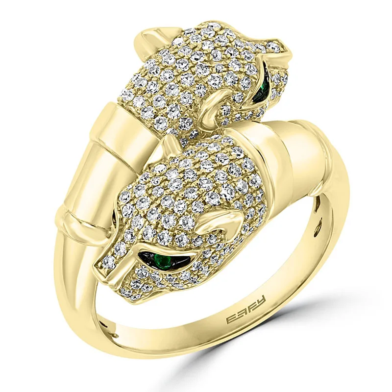 

Unisex Fashion Gold Plated Color Leopard Head Inlaid Full Dazzling Crystal Ring for Women Men Wedding Engagement Party Jewelry