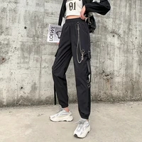 black overalls womens summer thin casual loose 2021 new sports high waist harlan carrot pants