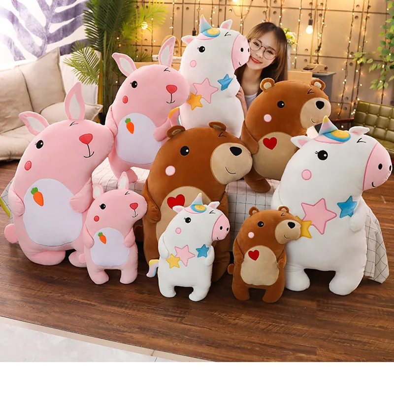 

1pc 40/60/70CM Cartoon Animals Plush Unicorn Bear Rabbit Pillow Cute Doll Sofa Room Sleep Cushion Toy For Children Girls Gifts