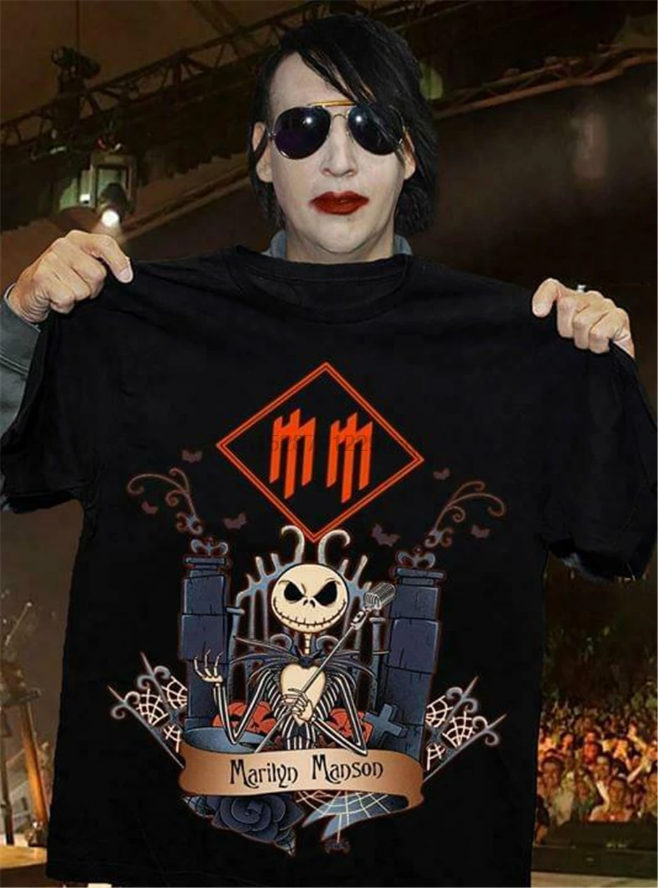 Черная футболка Marilyn Manson Mm одежда новый модный дизайн для мужчин и женщин |