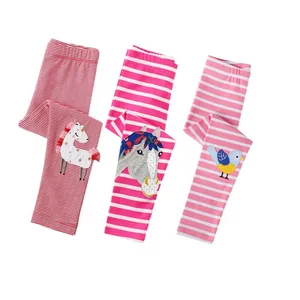 Леггинсы для девочек, штаны в полоску с единорогом, Детские хлопковые облегающие брюки, детские брюки с мультяшным принтом животных и бабочек