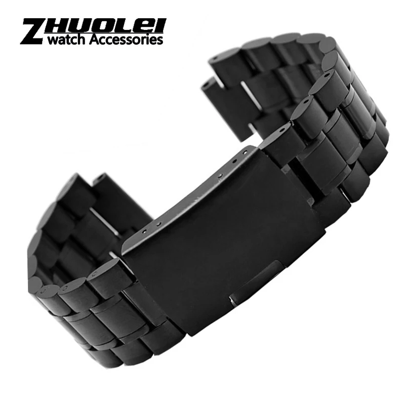 stainless steel watchband for men's TIMEX T2N720 T2N721 TW2R55500 T2N721 watch strap 24*16mm lug end silver black bracelet