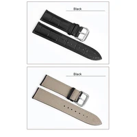 20mm 22mm genuine leather watchband soft material watch band wrist strap with silver color stainless steel buckle