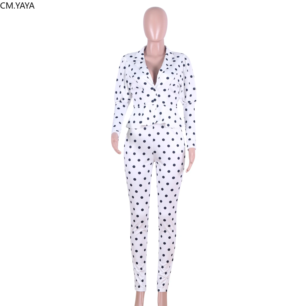 Женский осенне-зимний спортивный костюм GL в горошек пиджак с длинным рукавом и