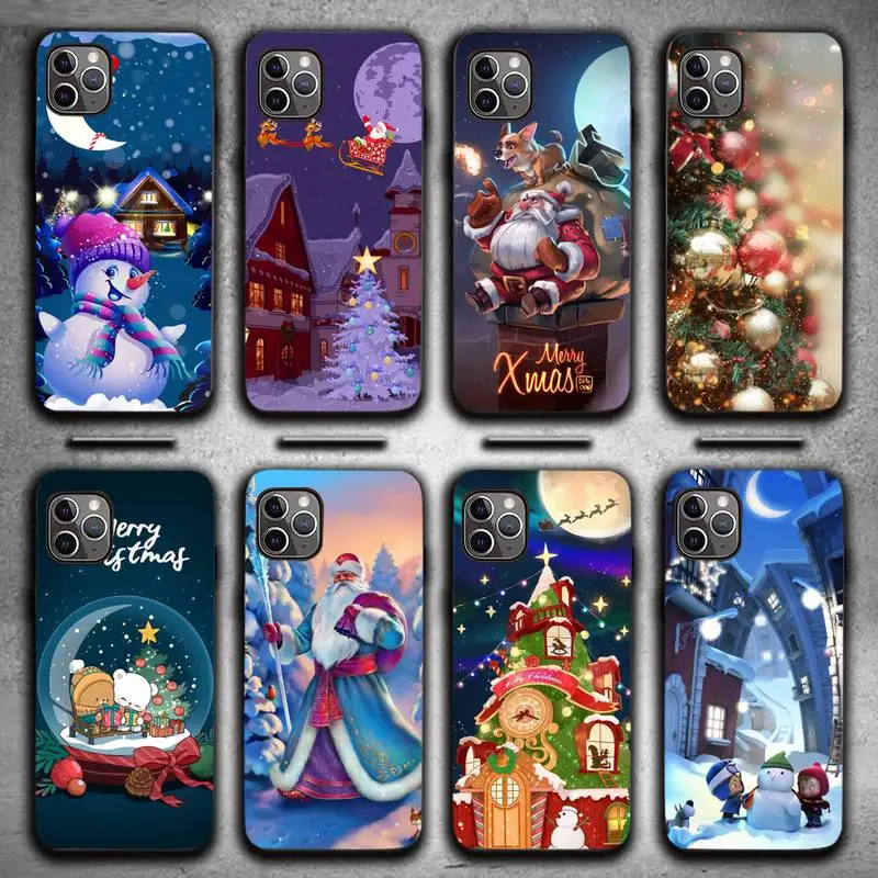 

Cartoon Merry Christmas Phone Case for iPhone 13 11 12 Pro X XS XR Samsung A S 10 20 30 51 Plus pro Max mobile bags shell