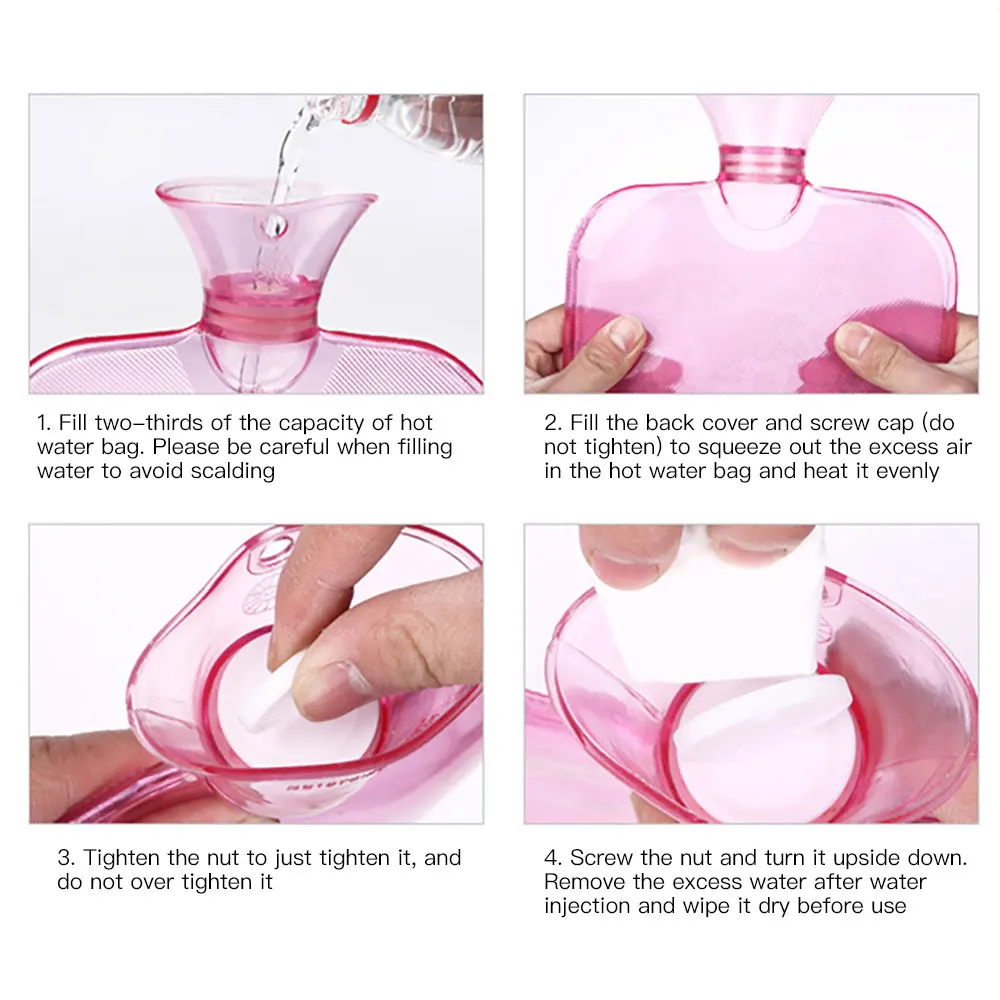 

U-Shaped Hot Water Bottle Clear PVC Neck Warm Travel Hand Warmer Hot Water Bottle Leak Proof Outdoor Office Relief Non Slip