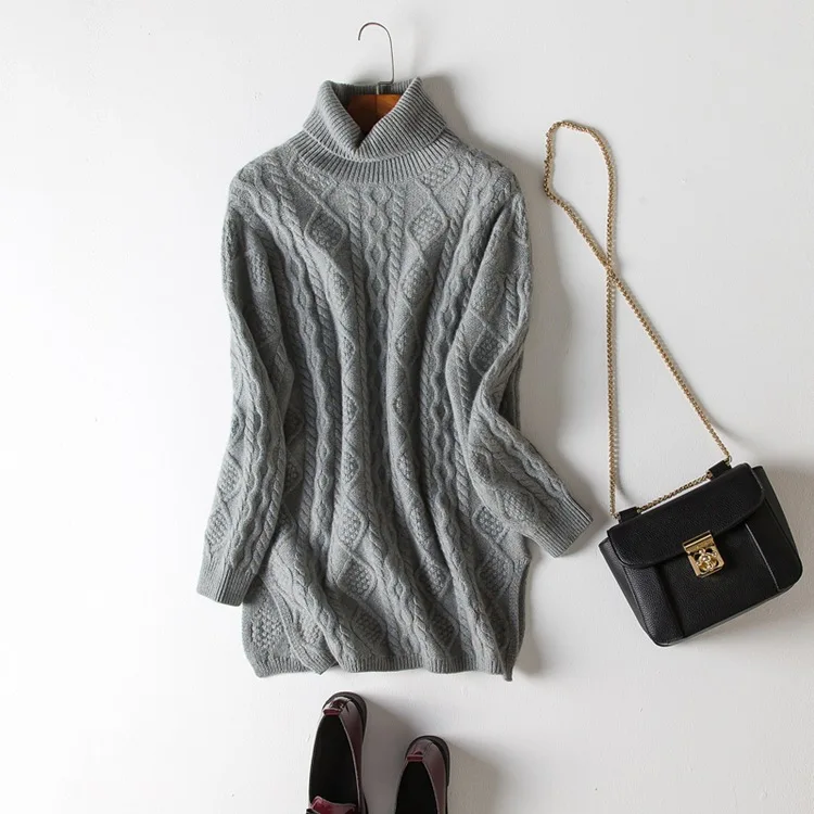 naizaiga 100% cashmere thicken winter warm sweater Mid-length slim split 460g/pcs DXYR1 | Женская одежда