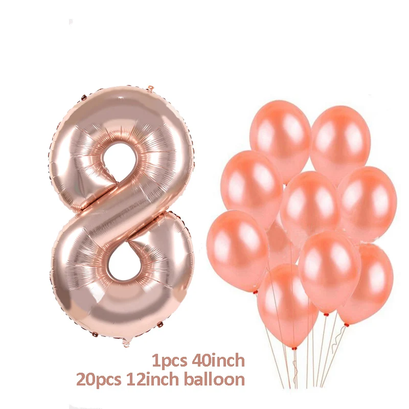 balloons set 8 MEIDDING/вечерние одноразовые столовые приборы цвета розового золота; соломинки для чашек шампанского; декор для вечеринки в честь первого дня рождения; вечерние принадлежности для малышей - Цвет: balloons set 8