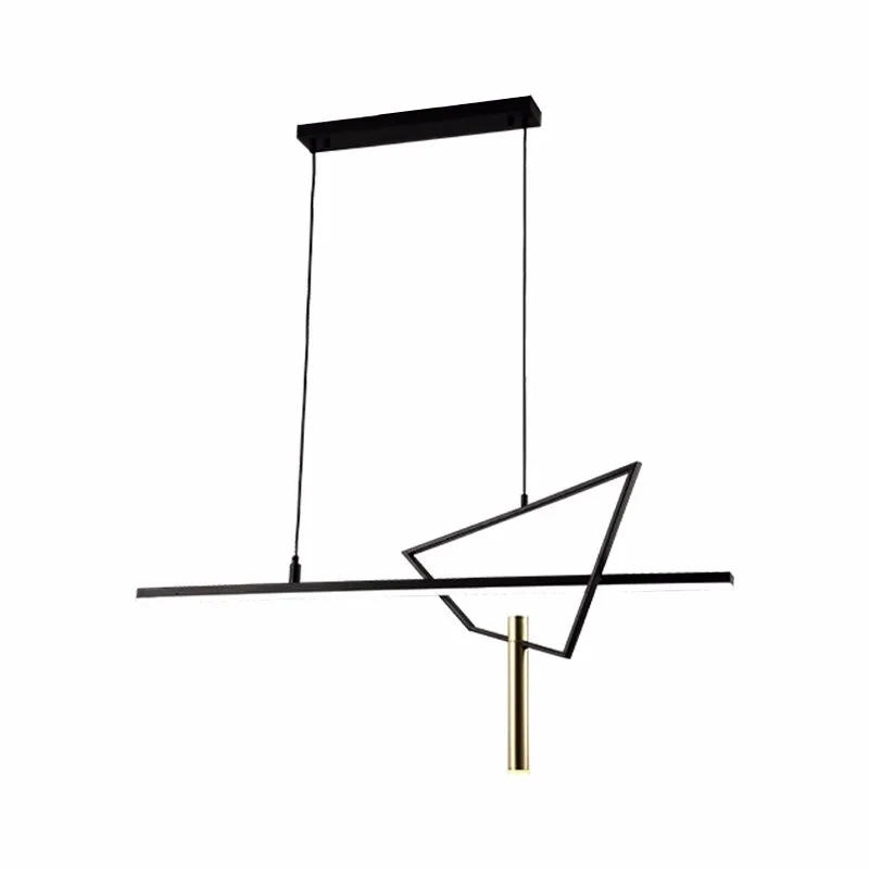 구매 현대 미니멀리스트 샹들리에 블랙 골드 기하학 스트립 호텔 레스토랑 바 스튜디오 전시실 사무실 장식 조명