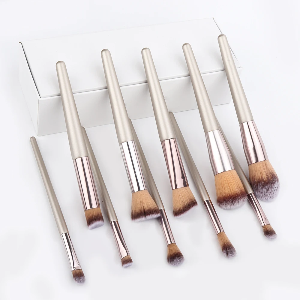

10pcs Champagne makeup brushes set for cosmetic foundation powder blush eyeshadow kabuki blending make up brush beauty tool