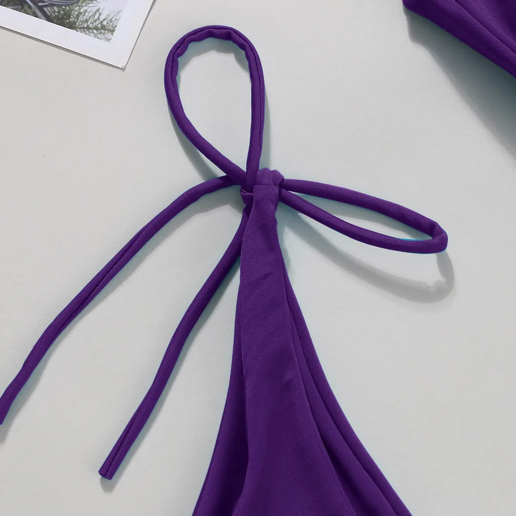 Сексуальный женский купальный костюм SAGACE однотонное бикини без рукавов с пуш-ап