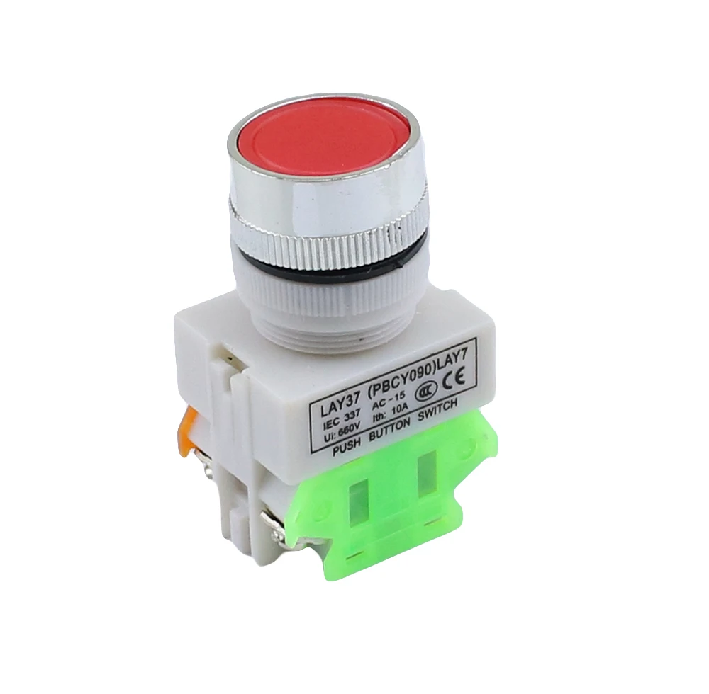 LAY7 Self reset double head button switch red green with light LA37 flat head switch 22mm