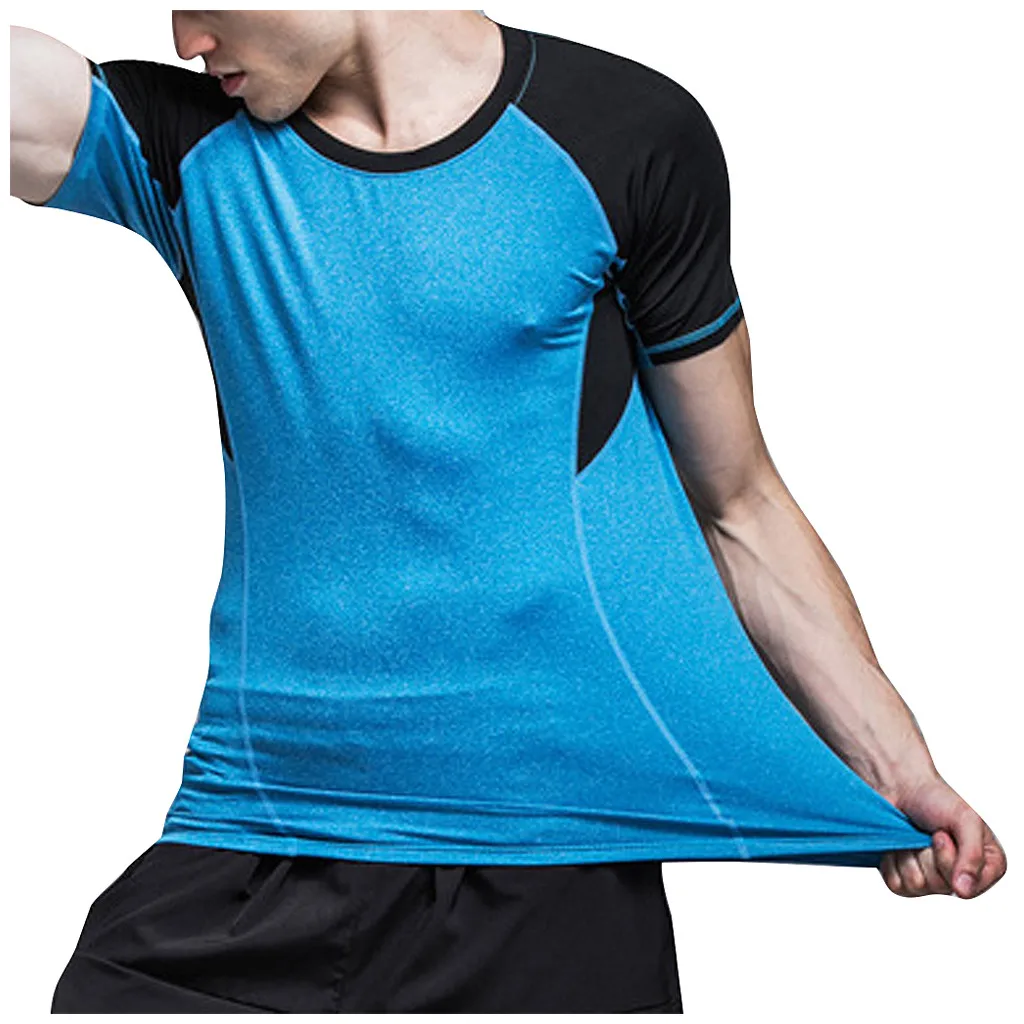 Мужские футболки для бега Feitong мужские лоскутные быстросохнущие спортивные с