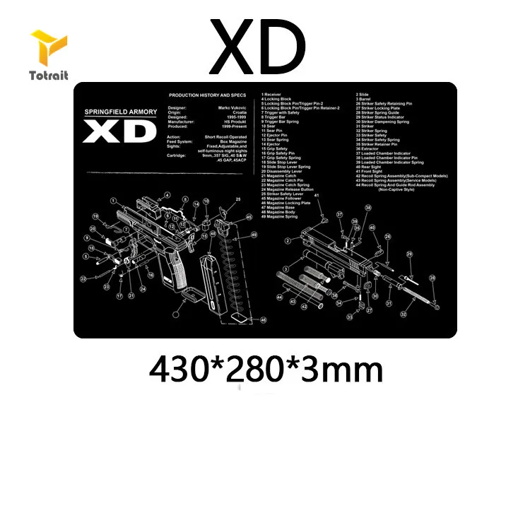 

AR15 AK47 Gun Cleaning Rubber Mat With Parts Diagram Instructions Armorers Bench Mat Mouse Pad for Glock 1911 Beretta 92 HK USP