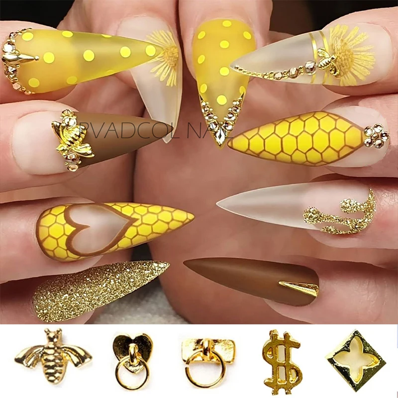 25 шт./лот подвески для ногтей в виде пчелы из металлического сплава 3D украшения