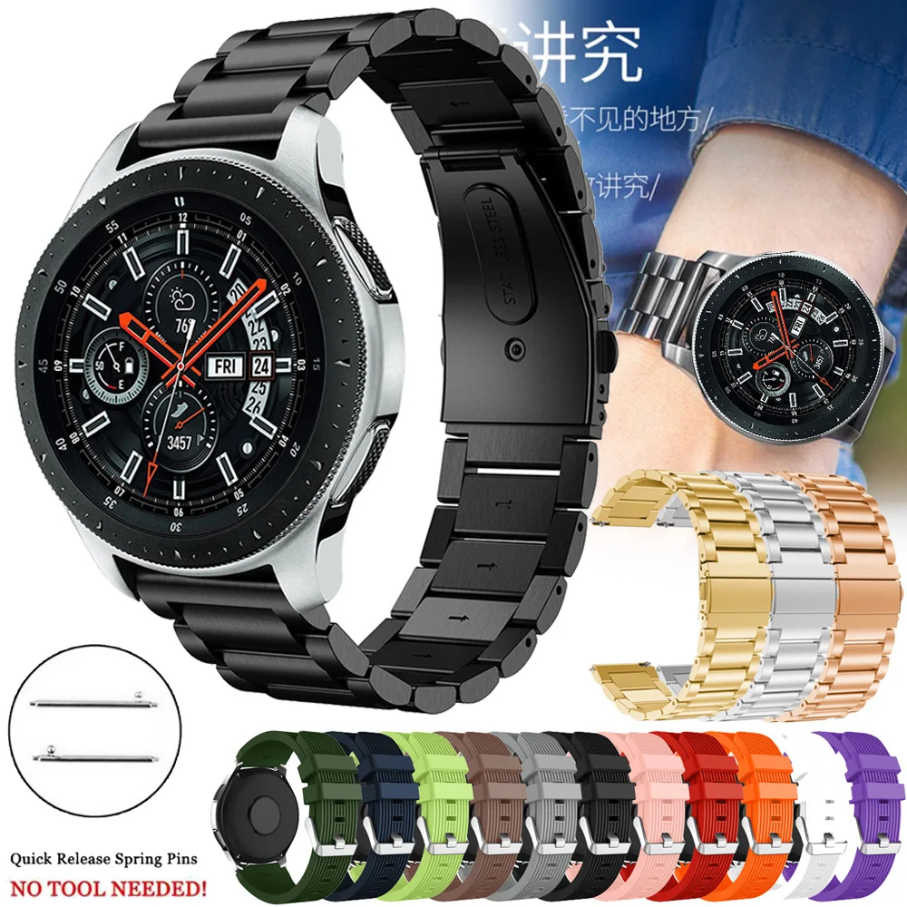 

For Samsung galaxy watch 46mm Stainless Steel | Silicone Watch Band Strap Sport Replacement Bracelet 22mm Watchband Gear S3
