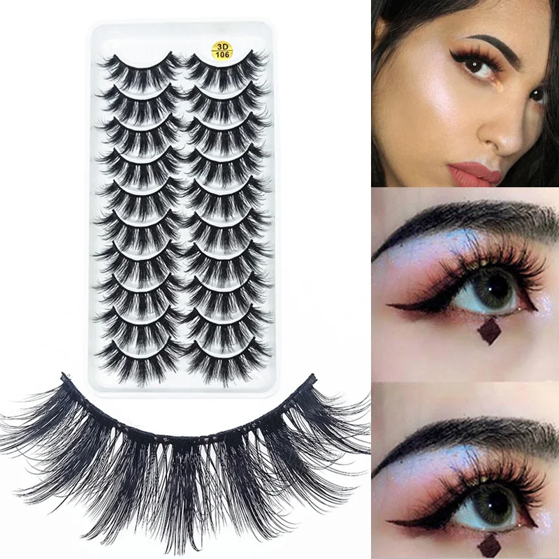 

10 Pairs 3D False Eyelashes Cross Fluffy Wispy Extension Lashes Thick Curling Soft Comfortable EY669