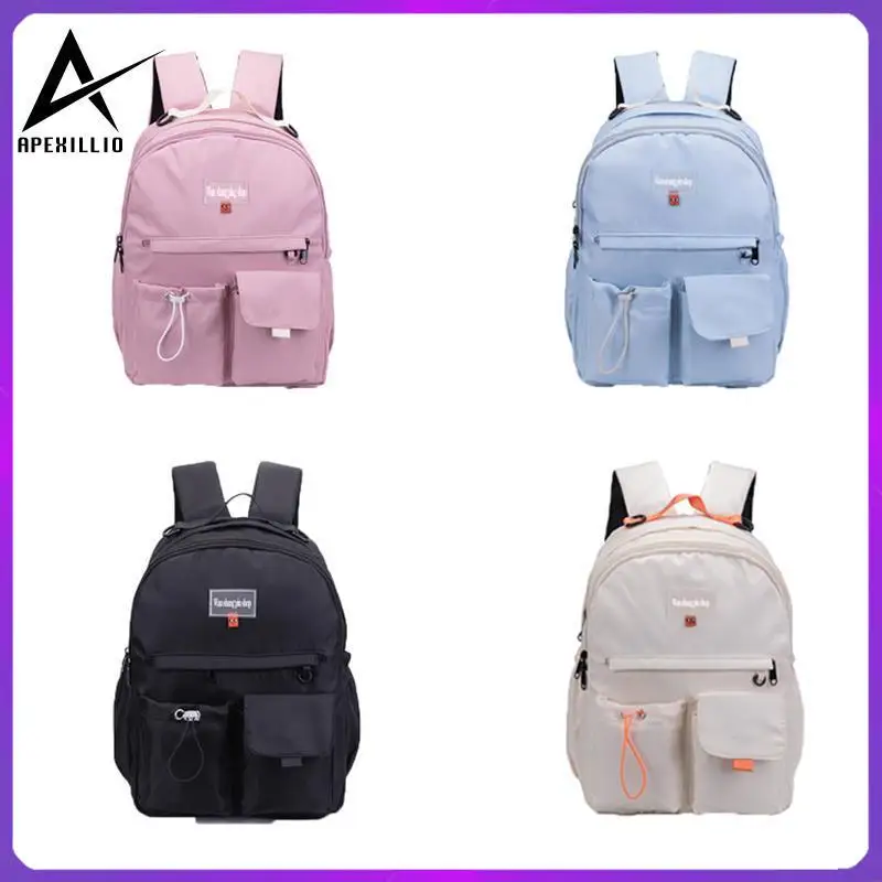 

Модный рюкзак для студентов, молодежная маленькая сумка через плечо, однотонный вместительный нейлоновый тканевый рюкзак