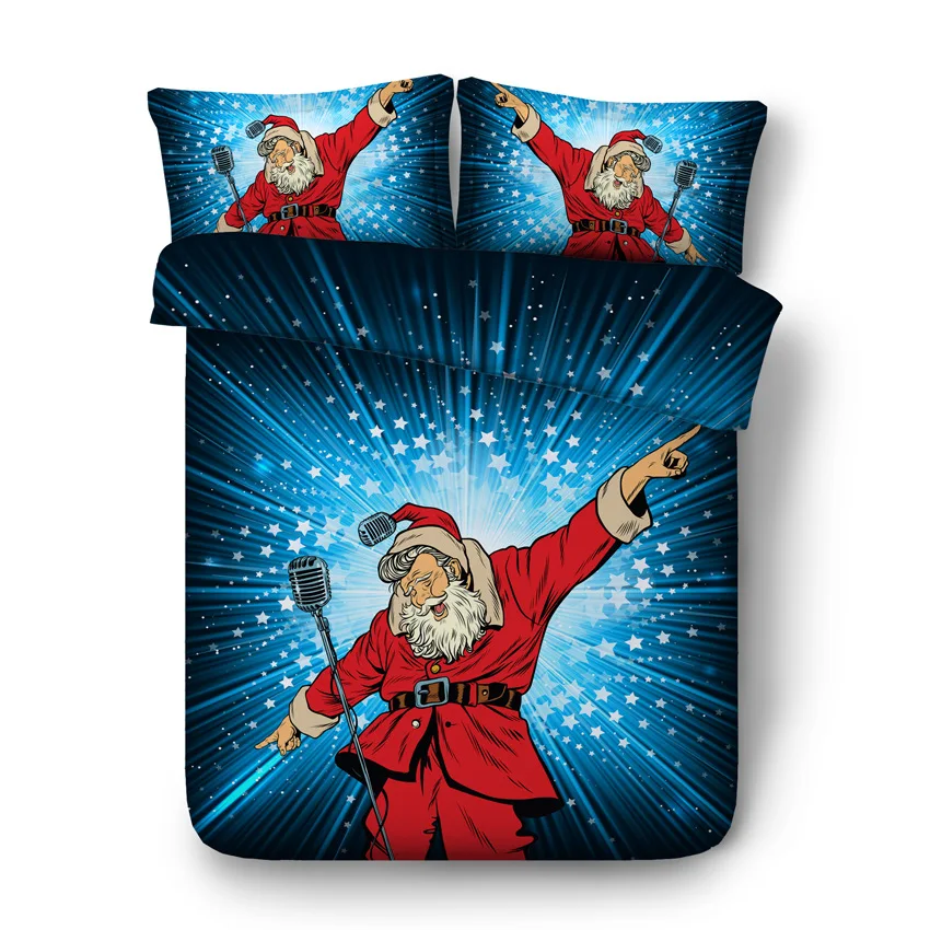 

New Hip Hop Rock Santa Claus Bedding Set Christmas Duvet Cover Set HD Print Xmas Gift Twin Full Queen King Size 3PCS