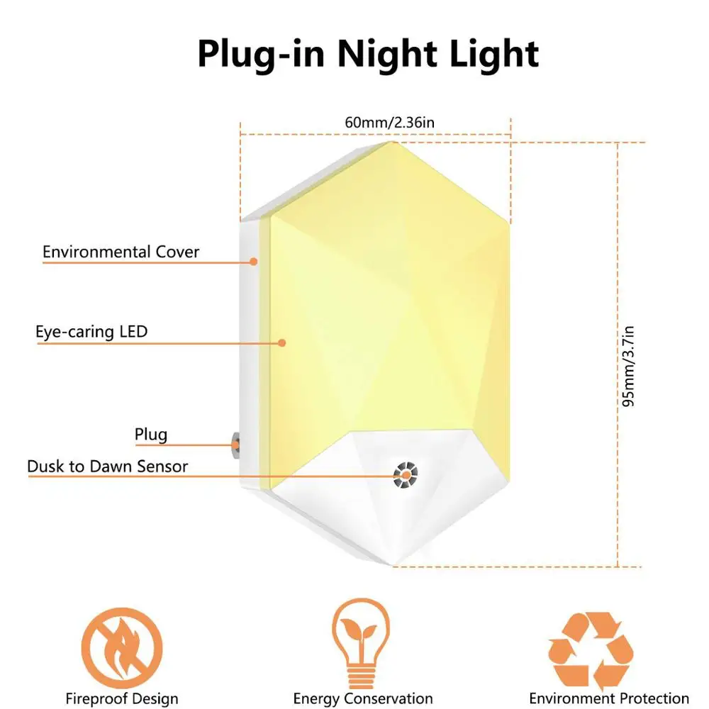 Светодиодный ночник с автоматическим датчиком сумерек и рассвета для прихожей