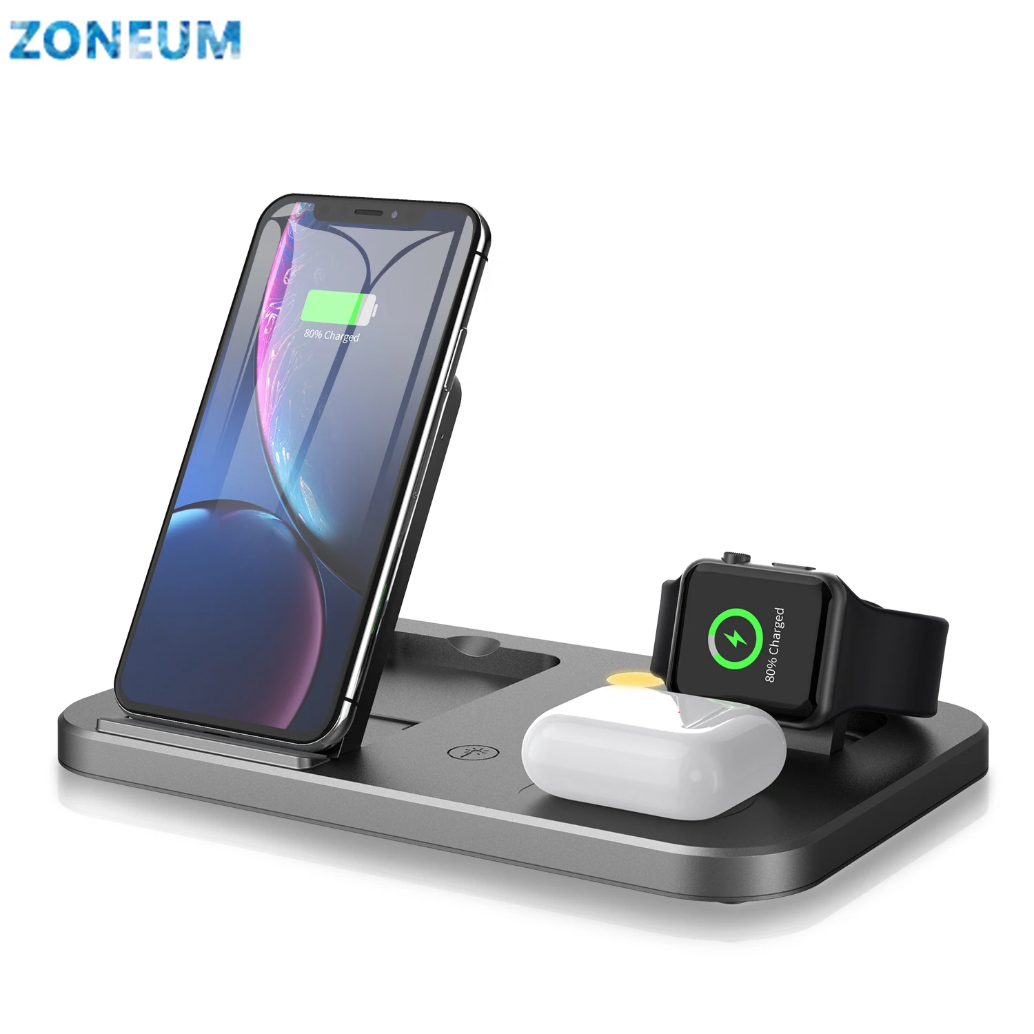 

Беспроводное зарядное устройство ZONEUM 5 в 1 Qi, подставка для быстрой зарядки для iPhone 12 11 Max X XR Xs 8 8plus AirPods Samsung S10 Plus L23