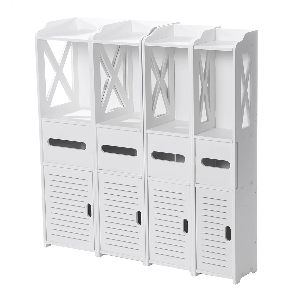 

Bathroom Storage Cupboard Organizer 4 Sizes Plastic Standing Paper Towel Cabinet Drawer Toilet Storage Shelves Racks White