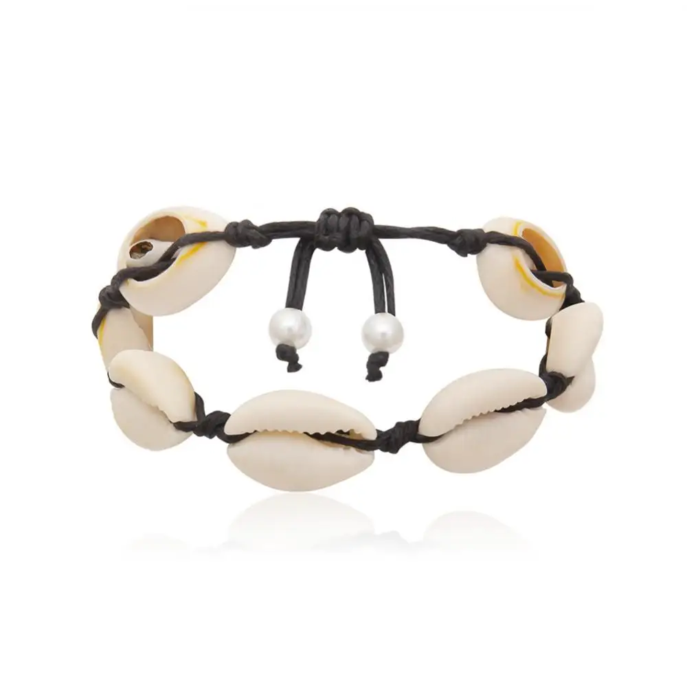 

3Pcs Vintage Women Flocking Shell Bead Adjustable Bracelet Bangle Wrist Jewelry