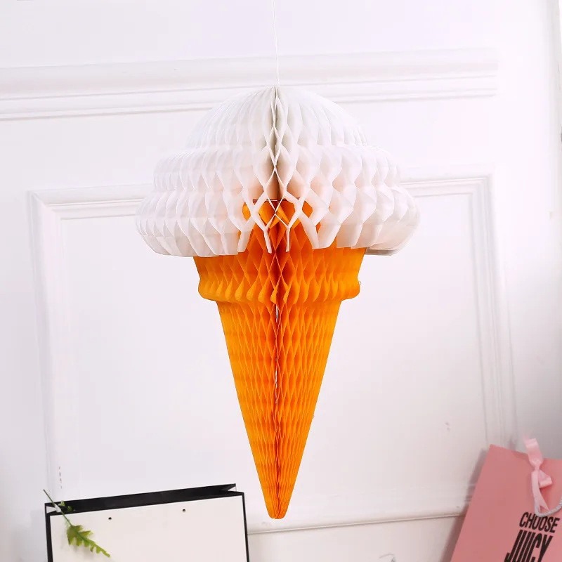 Бумажные фонарики с сотовыми шариками для мороженого свадебные украшения