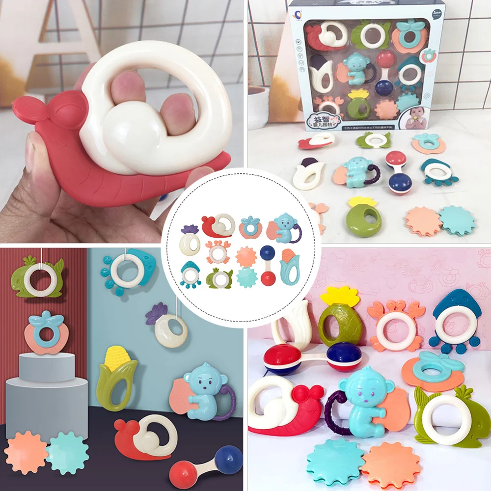 

10Pcs Fun Rattle Stick Toys Baby Molar Toys Baby Teething Training Tools