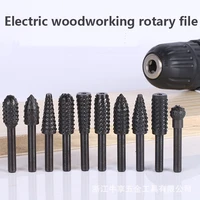 10pcs steel rotary rasp file 14 shank rotary craft files rasp burrs shank wood drill bits grinding power woodworking hand tool