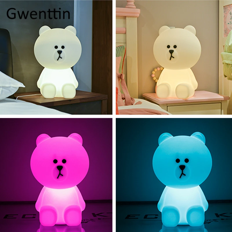 RGB 16 Colors Big Bear Night Light Home Decor Outdoor Landscape Lights LED Remote Control Bedroom Bedside Lamps Children Gifts