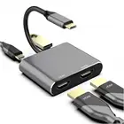 Адаптер Type C 4K USB C в Dual HDMI-совместимый кабель USB 3,0 PD USB-C конвертер для MacBook Samsung Dex Galaxy S10S9