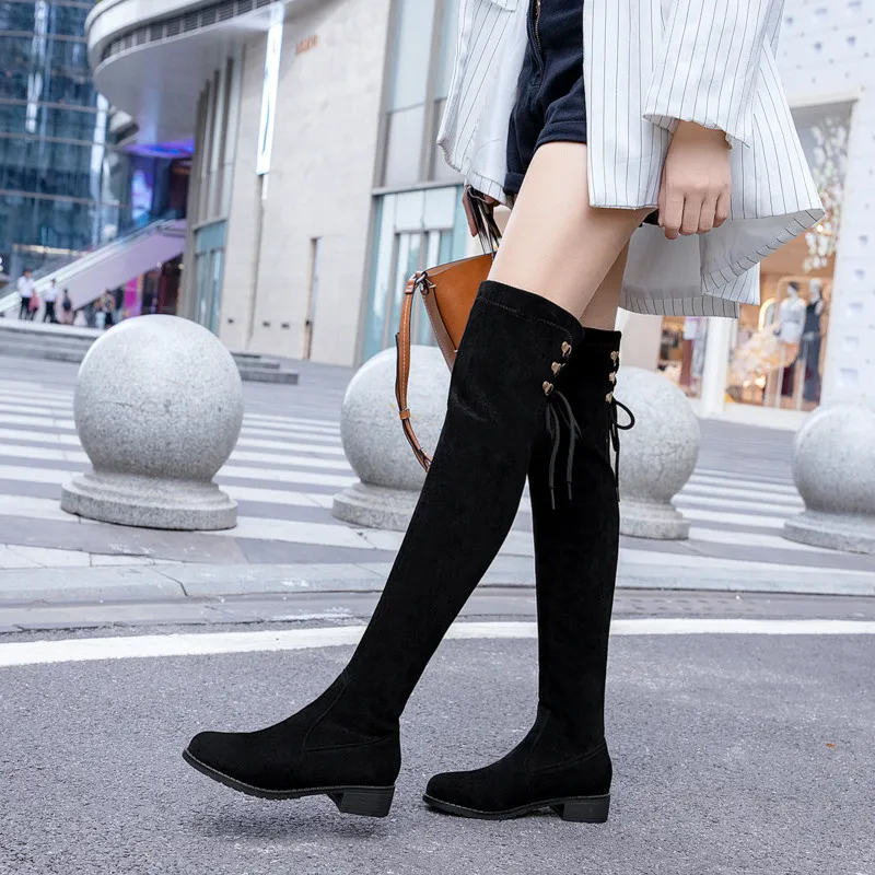 34-42 Women High Boots Big Size Quality Over The Knee Heel Winter Shoes | Обувь