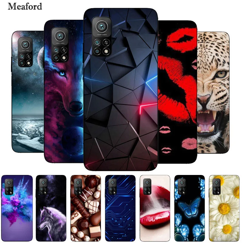 

For Xiaomi Mi 10T Pro Case Black Bumper Silicone TPU Soft Phone Cover For Xiaomi Mi 10T Case Cartoon Funda Mi10T 10 T Pro