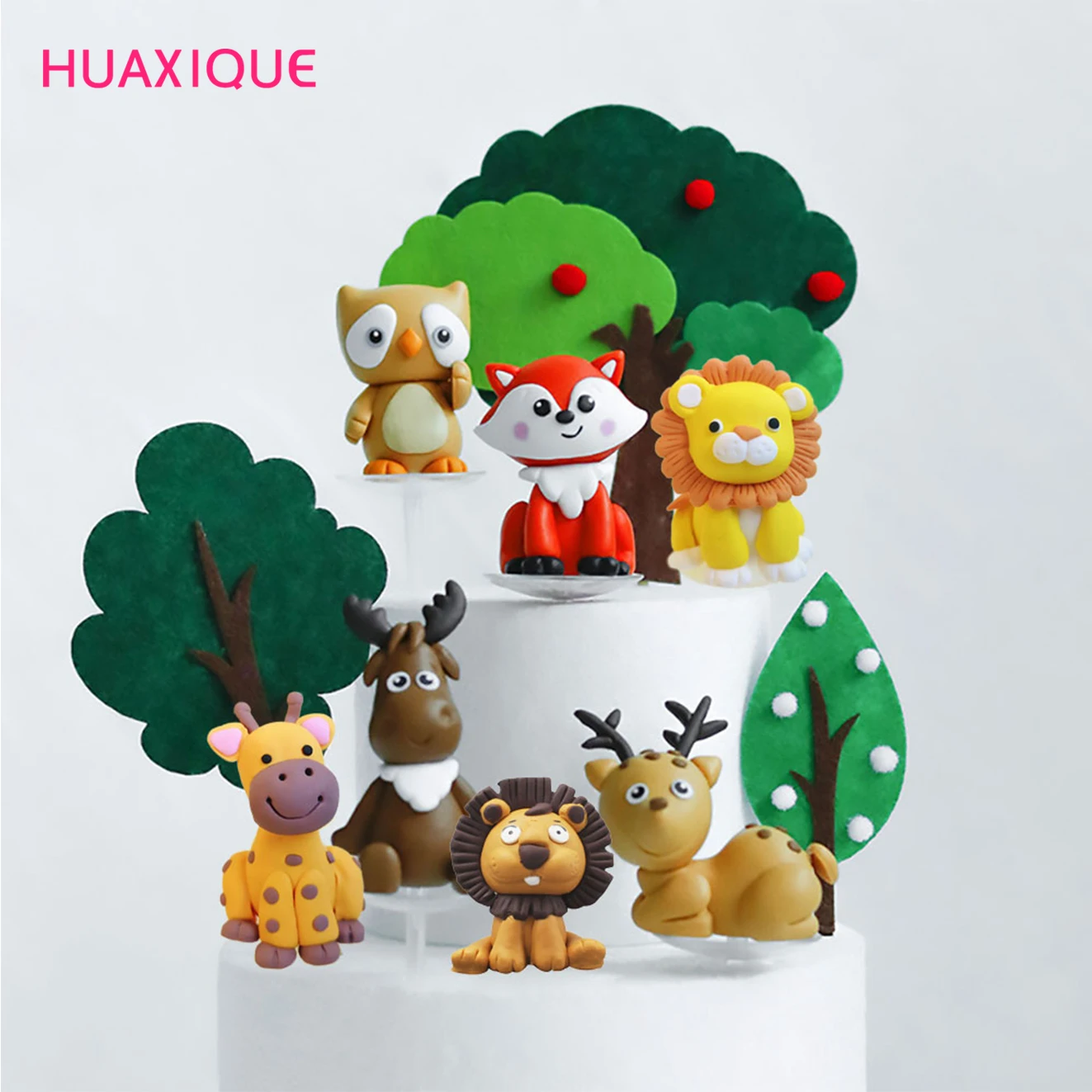 

1pc Animal Cake Toppers Happy Birthday Cupcake Topper Woodland Animals Safari Jungle Party Decor Kids Birthday Party Decors