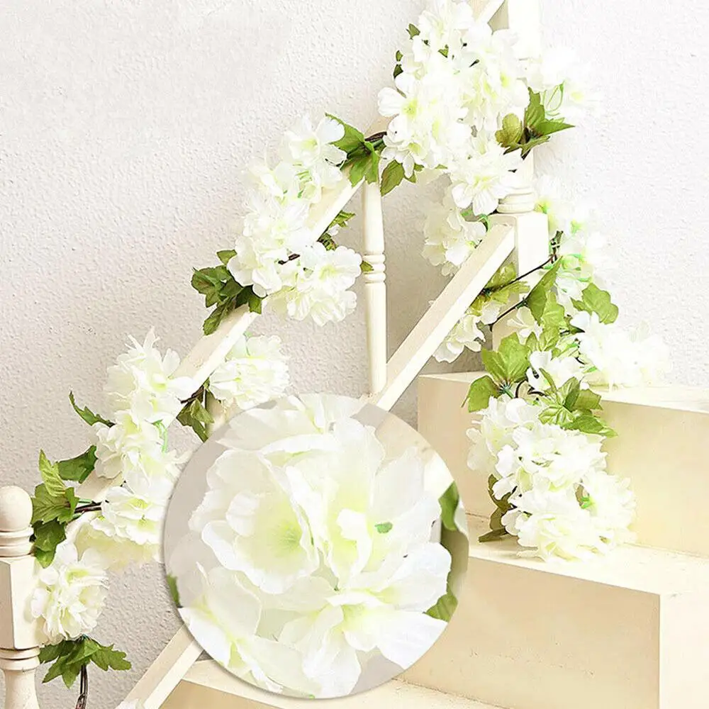 

2M Photo Props Artificial Flower Artificial Cherry Blossom Vine Romantic Creative Home Decor Party Fake Sakura Vines Fashion