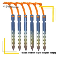 tito titanium tent stake 6pcslots colorful v shaped windproof outdoor camping tent nail with rope suitable for soft ground