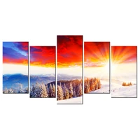 nordic style canvas painting poster and print art landscape pictures snow mountain at sunset for home rooms wall decorat