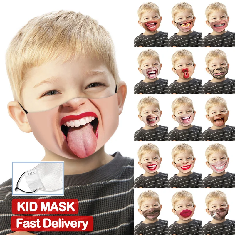 2020 быстрая доставка детский Дышащий моющийся шарф для лица с забавным принтом