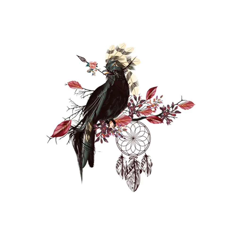 Креативная Настенная Наклейка с черными птицами и красными листьями украшение