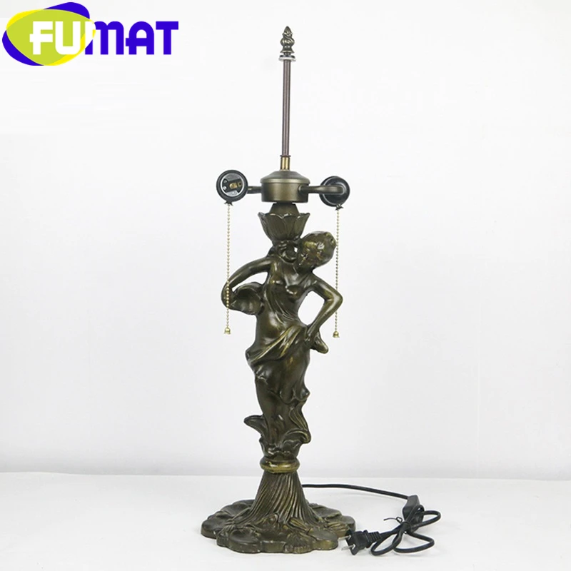 FUMAT Tiffany Style Table Lamp Stained Glass Angel Resin Multicolor Rose Flower Desk Light Home Decor Handcraft Art Lighting LED | Лампы и