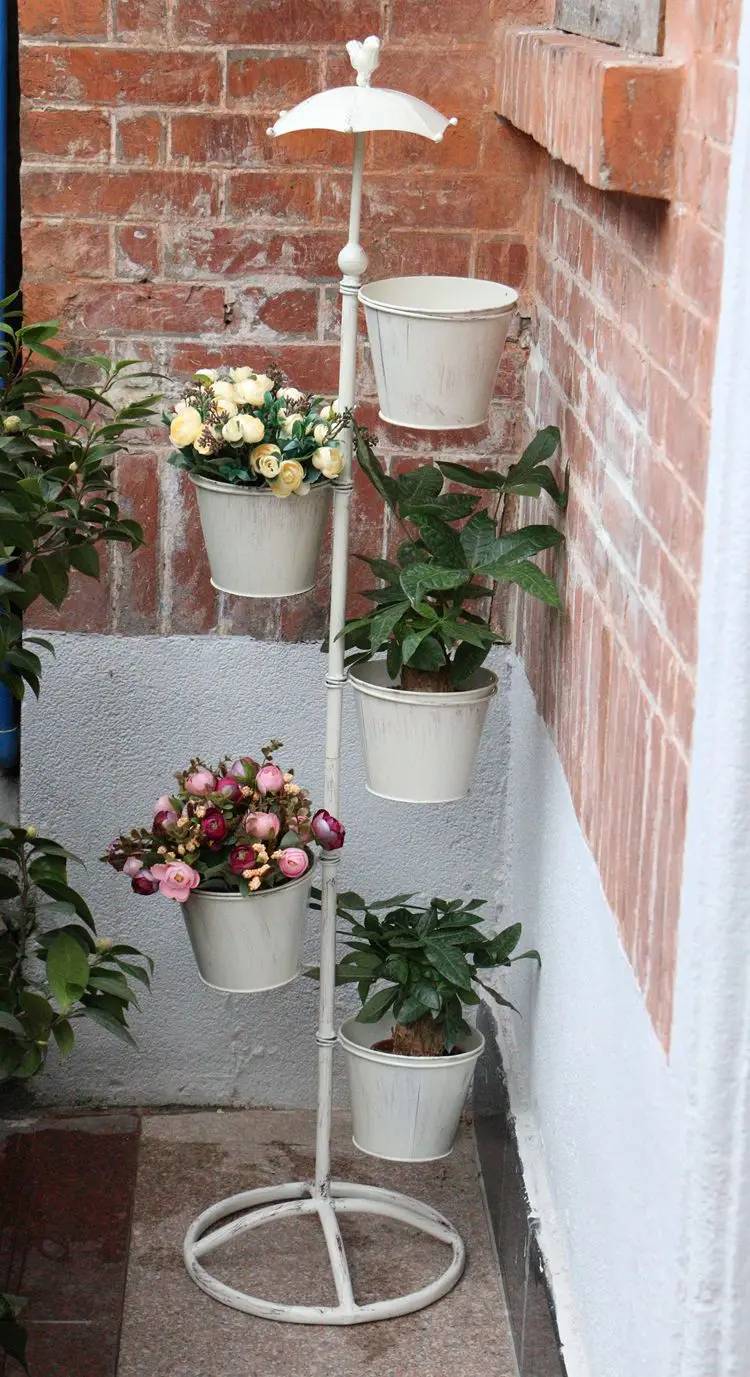 

Iron retro bird multi layer indoor plant stand balcony living room floor flower stand vintage umbrella and fleshy flowerpot tray