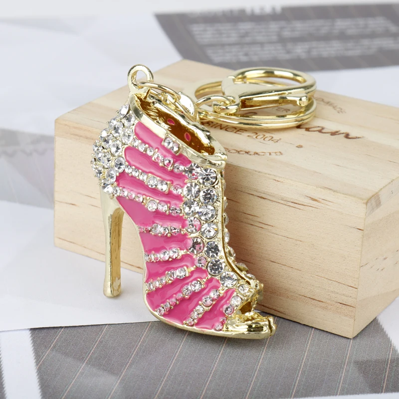 

Fashion Rhinestone Delicate High Heels Keyring Handbag Charm Pendant Keychain Trinket Women Girls Birthday Christmas Gifts