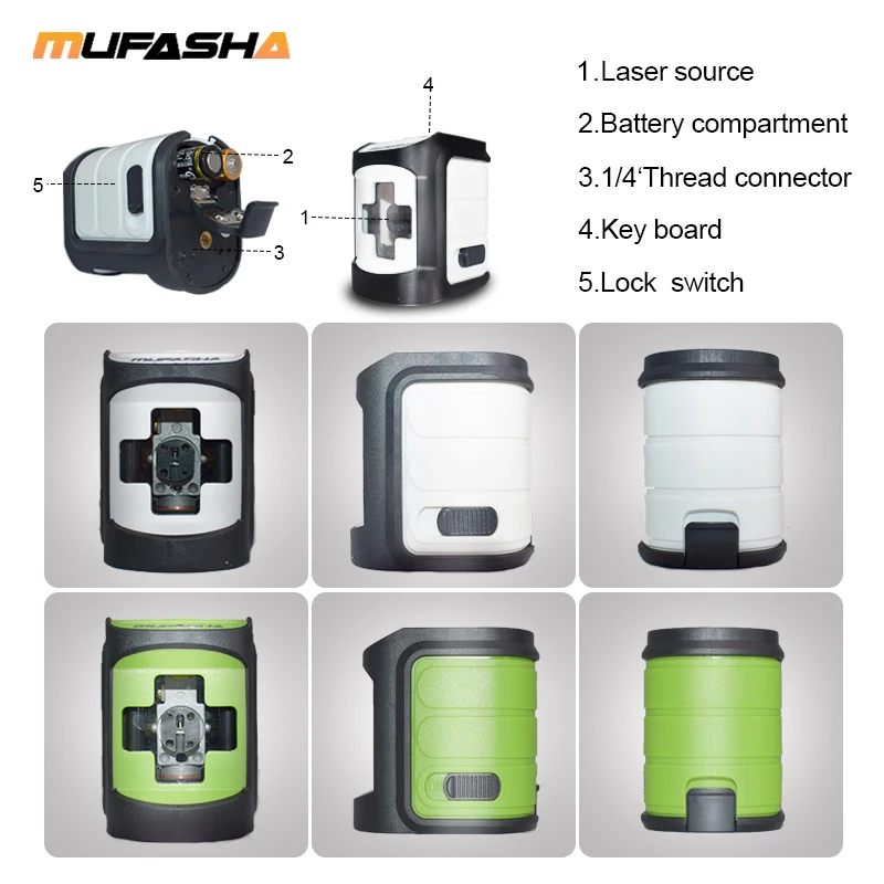 MUFASHA Mini 2 Lines Laser Level Red Beam or Green Beam Self-Leveling Laser Level in Box